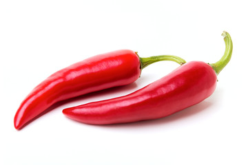 Red chili peppers isolated on the white