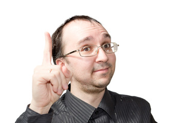 Solid men points upward