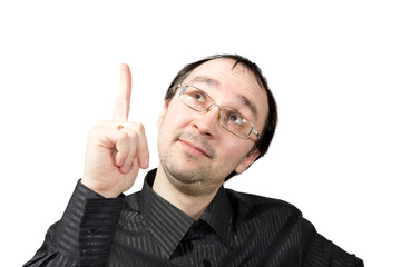 Solid men points upward