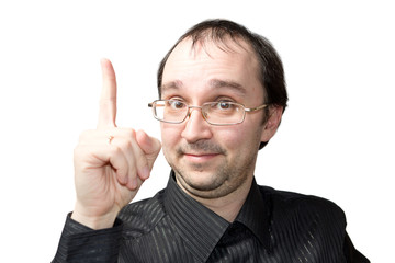 Solid men points upward