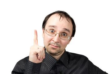 Solid men points upward