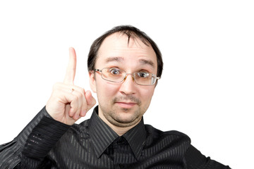 Solid men points upward