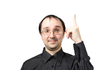 Solid men points upward