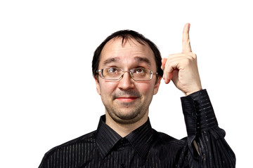 Solid men points upward