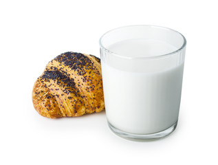 glass of milk and bun