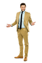 Businessman gesturing