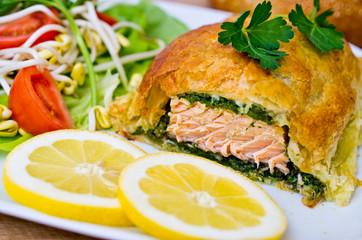 Salmon in puff pastry