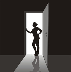 Female in the door