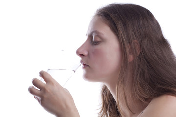 Woman's drinking water