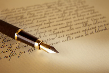 Old letters and pen as a background