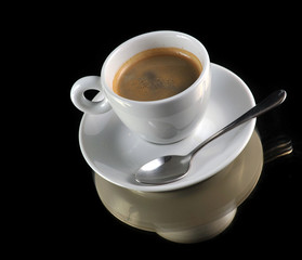 cup of coffee on the black