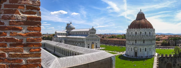 Afwasbaar Fotobehang De scheve toren Panoramic view of Piazza dei Miracoli Pisa