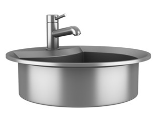 modern metal sink isolated on white background
