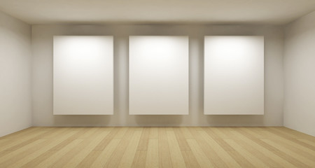 Empty gallery, 3d room