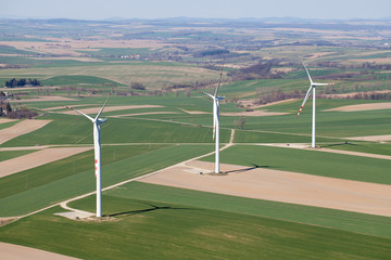 aerial view of wind turbines