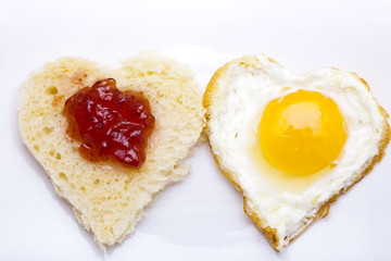 Heart shaped bread and egg