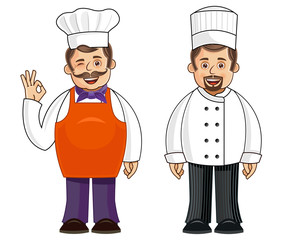 A chef in 2 different outfits