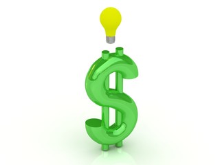  Money making idea. Dollar symbol with light bulb. 