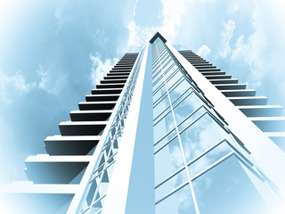 Skyscraper architecture background. 3D render.