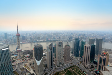 Fototapeta na wymiar overlooking shanghai at dusk