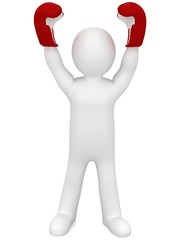 3d winner boxer isolated on white