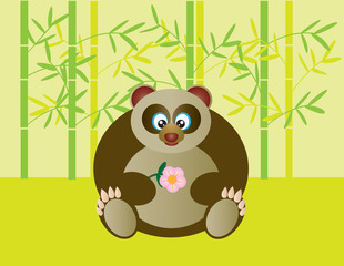 Cute Panda Holding Flower Illustration