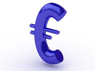 Blue euro isolated on white background
