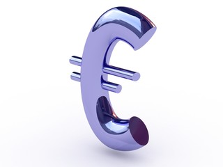 Blue euro isolated on white background