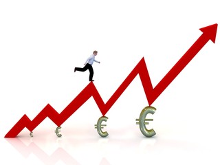Growing business graph with businessman.