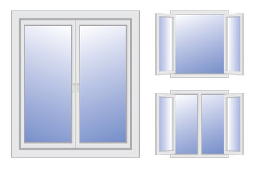 opened and closed windows vector illustration