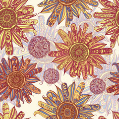 vector seamless pattern with flowers