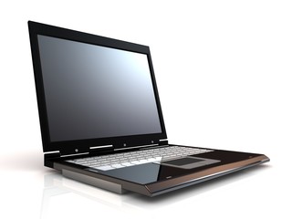 Laptop isolated with a blank screen.