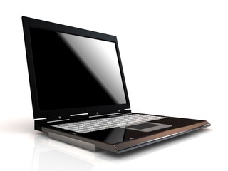 Laptop isolated with a blank screen.