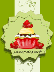 Muffin, Cup Cake mit Erdbeeren