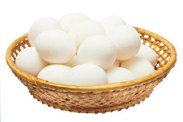White eggs in the basket