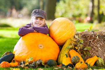 girl with huge pumpkin