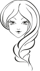 Vector portrait of young woman with braid