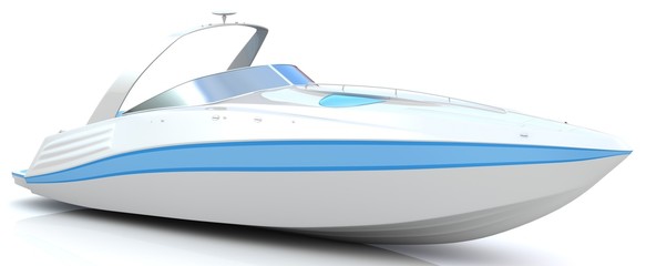 3d white speedboat isolated on a white background