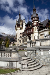 Fototapeta premium View of Peles Castle Tower, Sinaia Romania