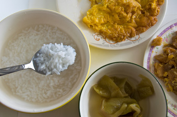 soft-boiled rice Thai food set