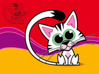 cute kitten, vector illustration