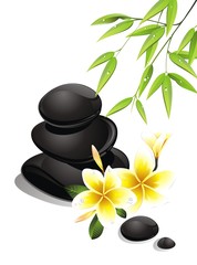 Obraz na płótnie Canvas Zen stones with bamboo and plumeria