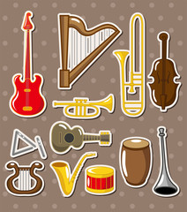 cartoon musical instruments stickers