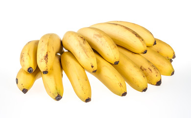 Mini bananas isolated on a white background.