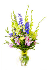 Large colorful flower arrangement isolated on white