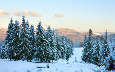 winter sunset mountain landscape
