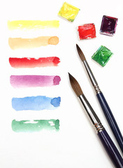 Naklejka premium Watercolour strokes over white