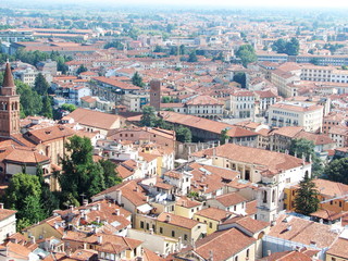 aerial view of the rooftops of an Italian city