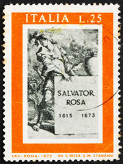Postage stamp Italy 1973 Title Page for Book about Salvator Rosa