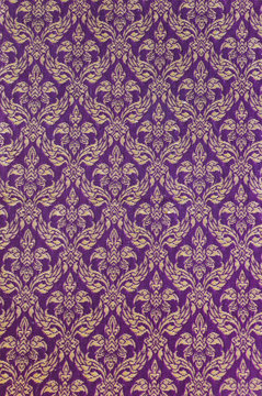Traditional Thai woven floral pattern fabric
